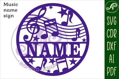 Music name wall sign. SVG / DXF / AI / PDF / CDR