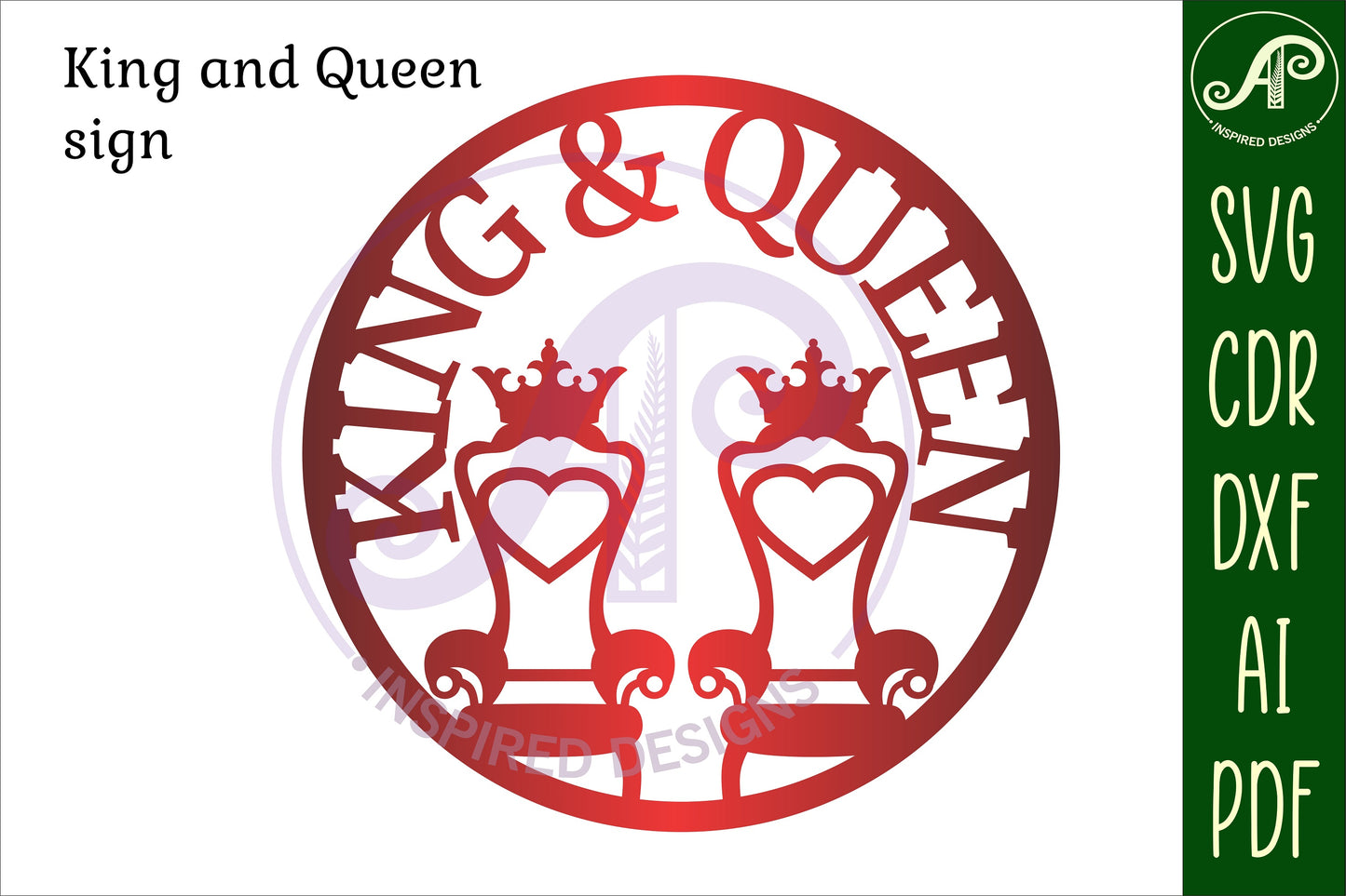 King and queen thrones wall sign design SVG / DXF / AI / PDF / CDR