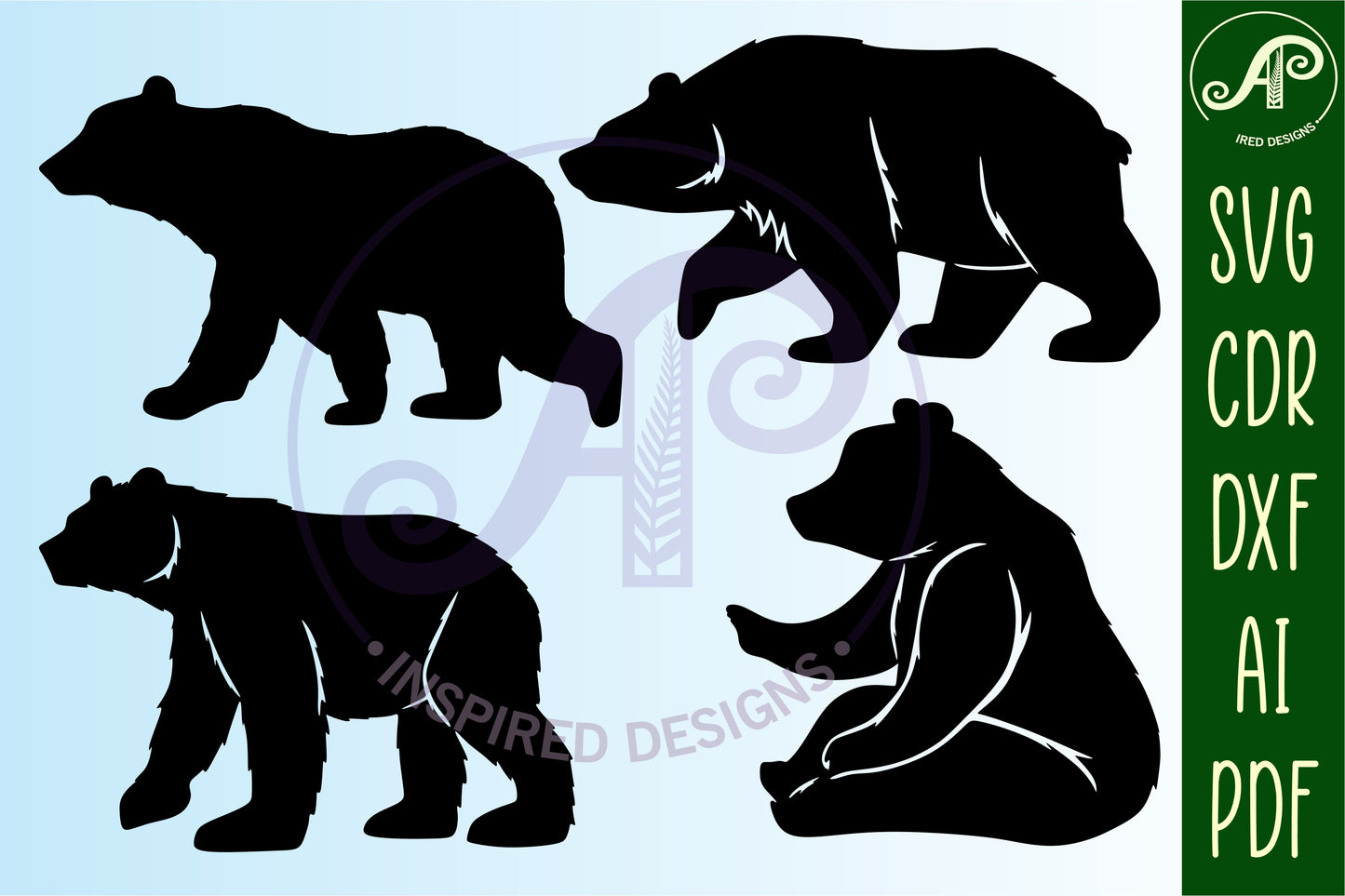 Woodland animals designs, 38 silhouette shapes