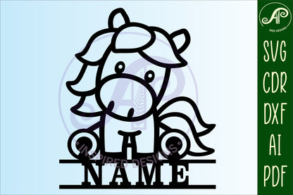 Horse shape name sign SVG / DXF / AI / PDF / CDR