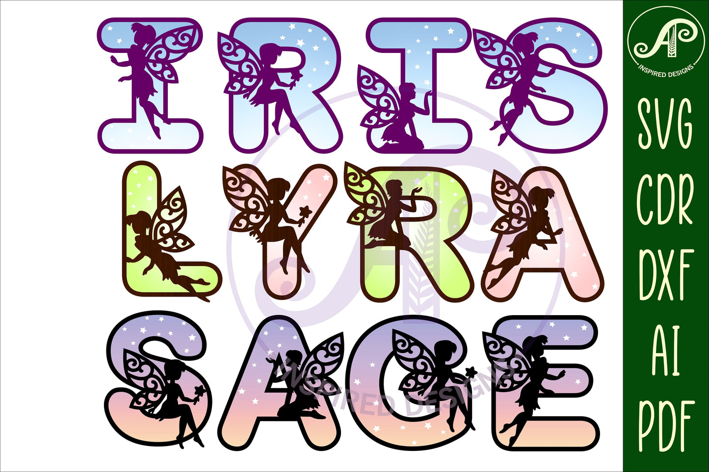 Fairy alphabet letter set. 47 letter options