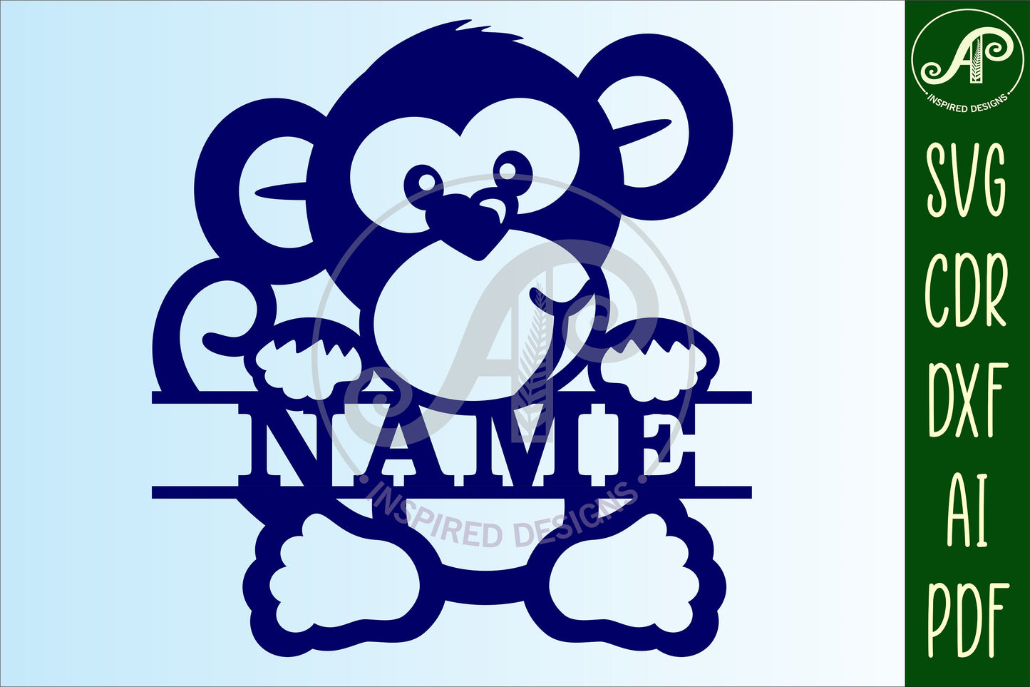 Monkey shape name sign SVG / DXF / AI / PDF / CDR