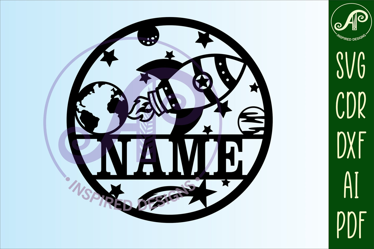 Rocket name wall sign. SVG / DXF / AI / PDF / CDR