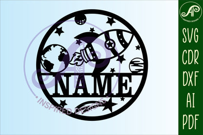 Rocket name wall sign. SVG / DXF / AI / PDF / CDR