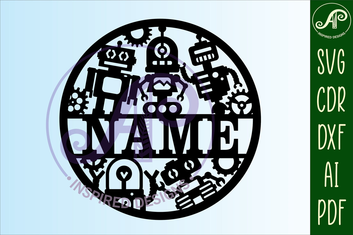 Robots name wall sign. SVG / DXF / AI / PDF / CDR