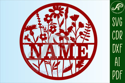 Wild flowers name wall sign. SVG / DXF / AI / PDF / CDR