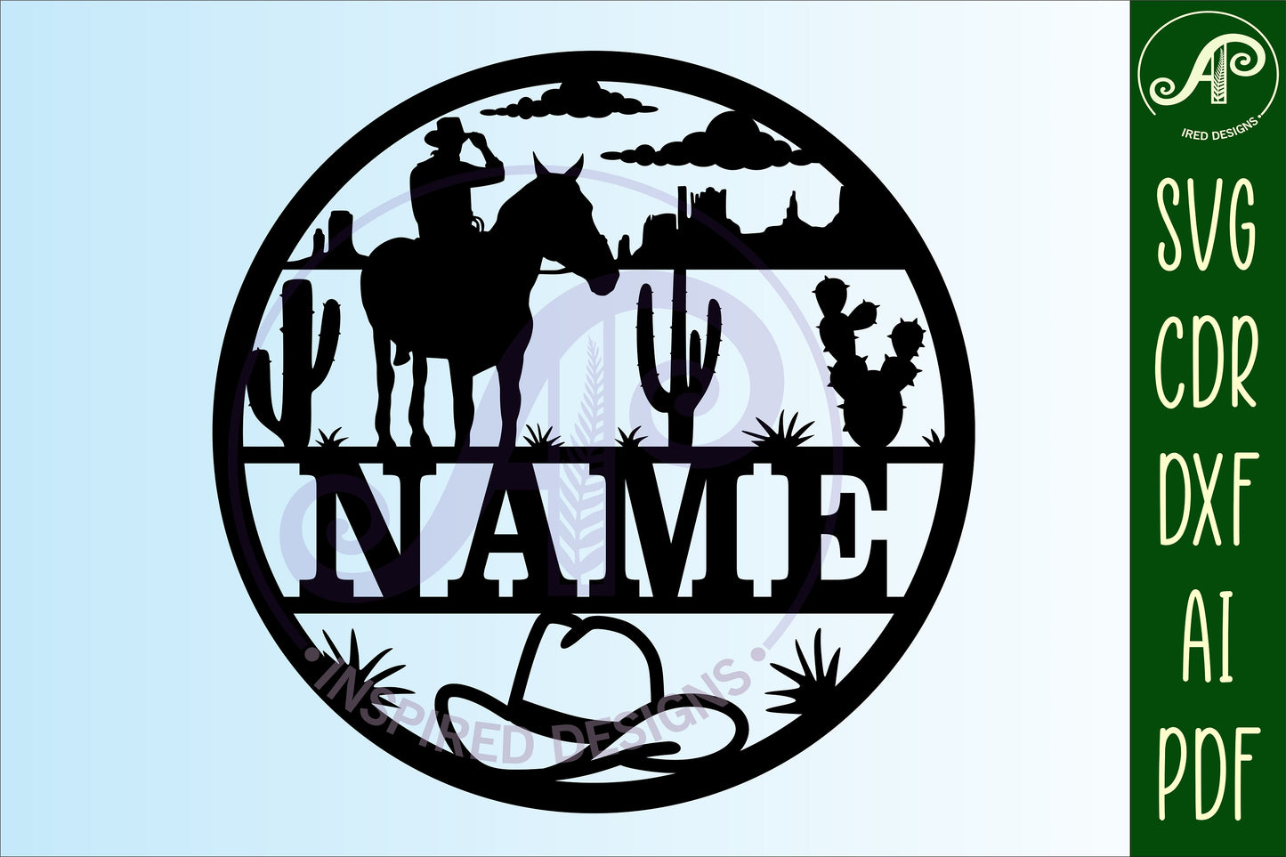 Cowboy name wall sign. SVG / DXF / AI / PDF / CDR