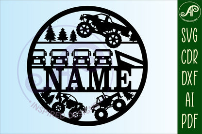 Monster truck name wall sign. SVG / DXF / AI / PDF / CDR