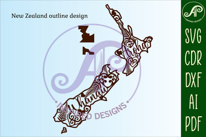 Whanau Aroha NZ outline wall sign design SVG / DXF / AI / PDF / CDR