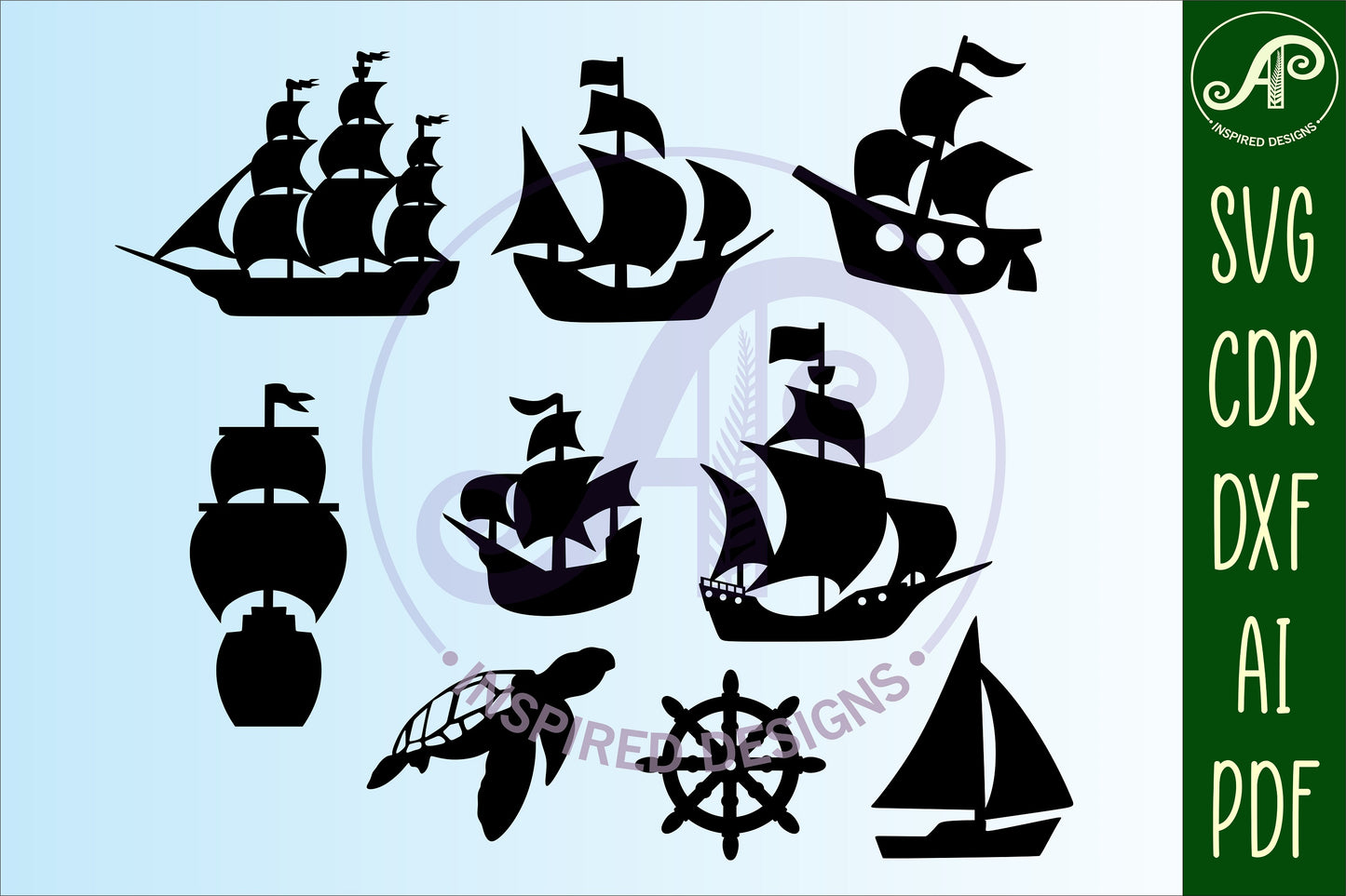 Nautical designs, 26 silhouette shapes