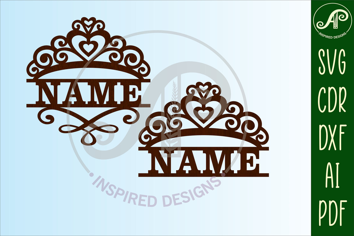 Crown shape name sign SVG / DXF / AI / PDF / CDR