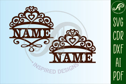 Crown shape name sign SVG / DXF / AI / PDF / CDR