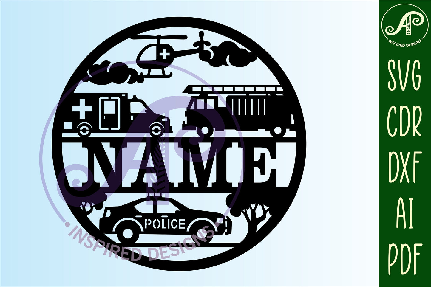 Rescue name wall sign. SVG / DXF / AI / PDF / CDR