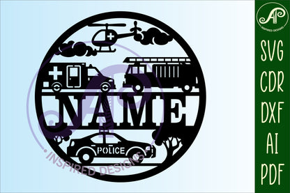 Rescue name wall sign. SVG / DXF / AI / PDF / CDR