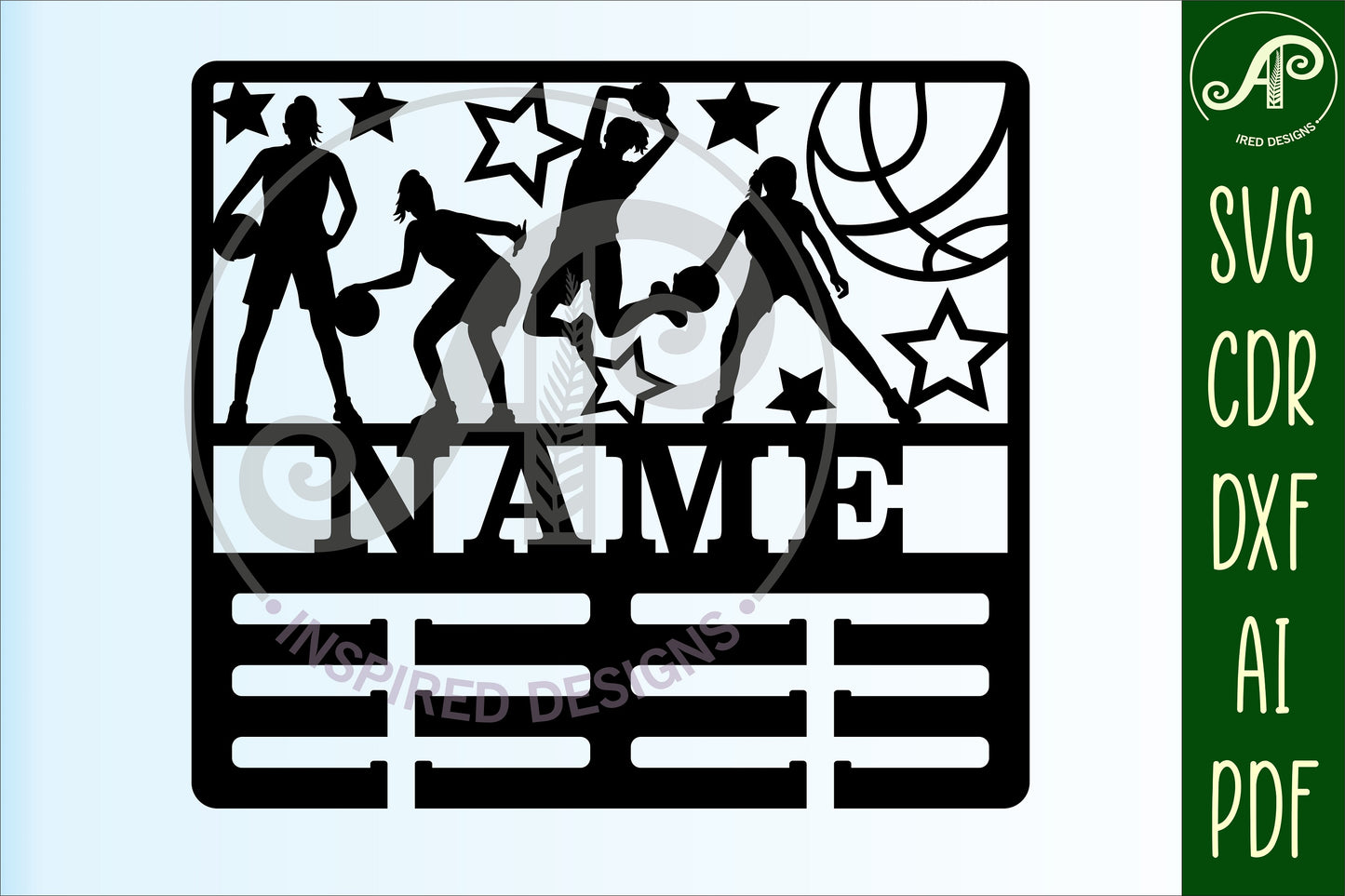 Basketball female medal holder sign SVG / DXF / AI / PDF / CDR