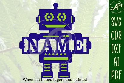 Robot shape name sign SVG / DXF / AI / PDF / CDR