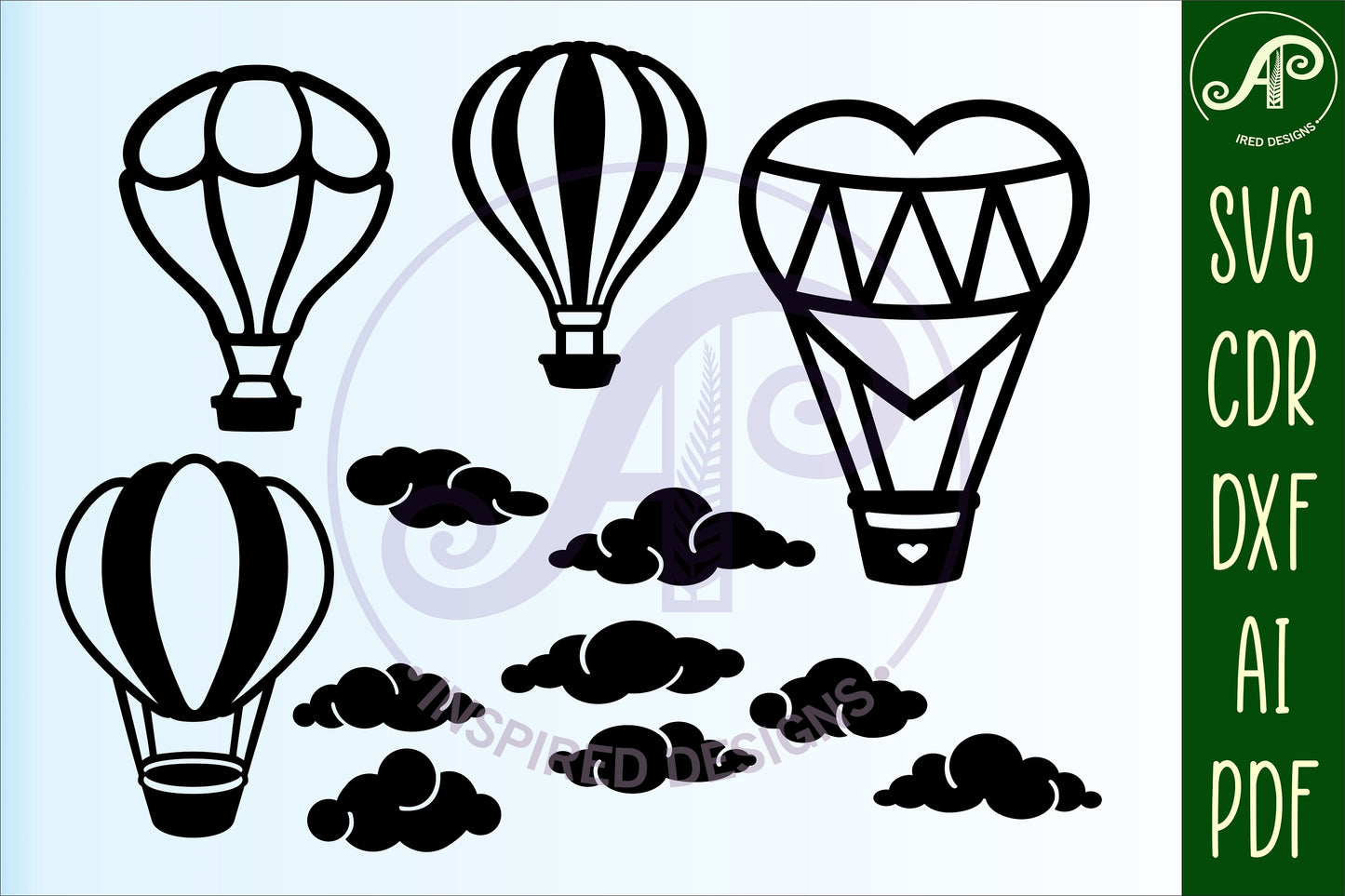 Hot air balloons designs, 10 silhouette shapes