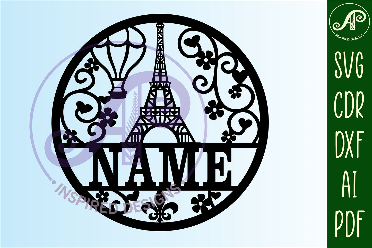 Paris name wall sign. SVG / DXF / AI / PDF / CDR