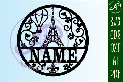 Paris name wall sign. SVG / DXF / AI / PDF / CDR