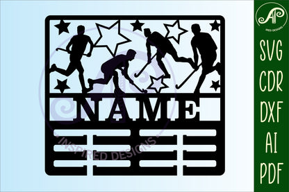 Field hockey male medal holder sign. SVG / DXF / AI / PDF / CDR