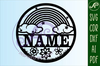 Rainbow name wall sign. SVG / DXF / AI / PDF / CDR