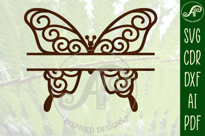 Swirl butterfly shape name sign SVG / DXF / AI / PDF / CDR