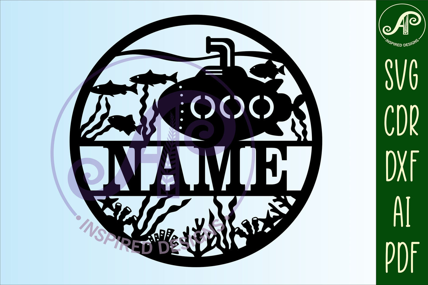 Submarine name wall sign. SVG / DXF / AI / PDF / CDR