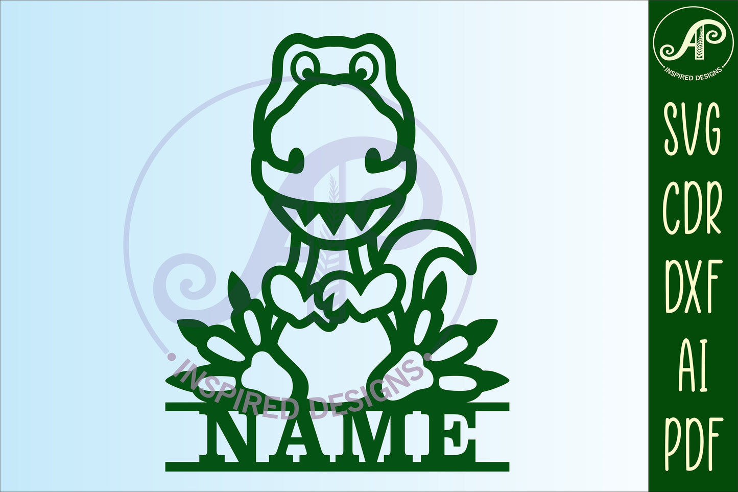 Dinosaur shape name sign SVG / DXF / AI / PDF / CDR