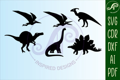 Dinosaur designs, 15 silhouette shapes