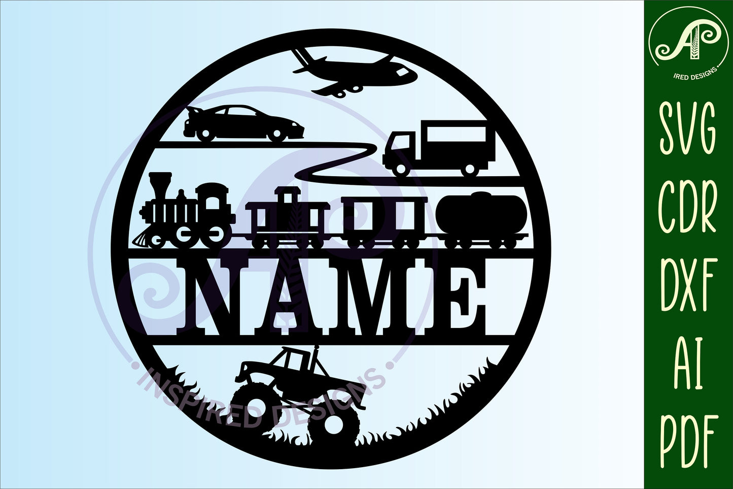 Vehicles name wall sign. SVG / DXF / AI / PDF / CDR