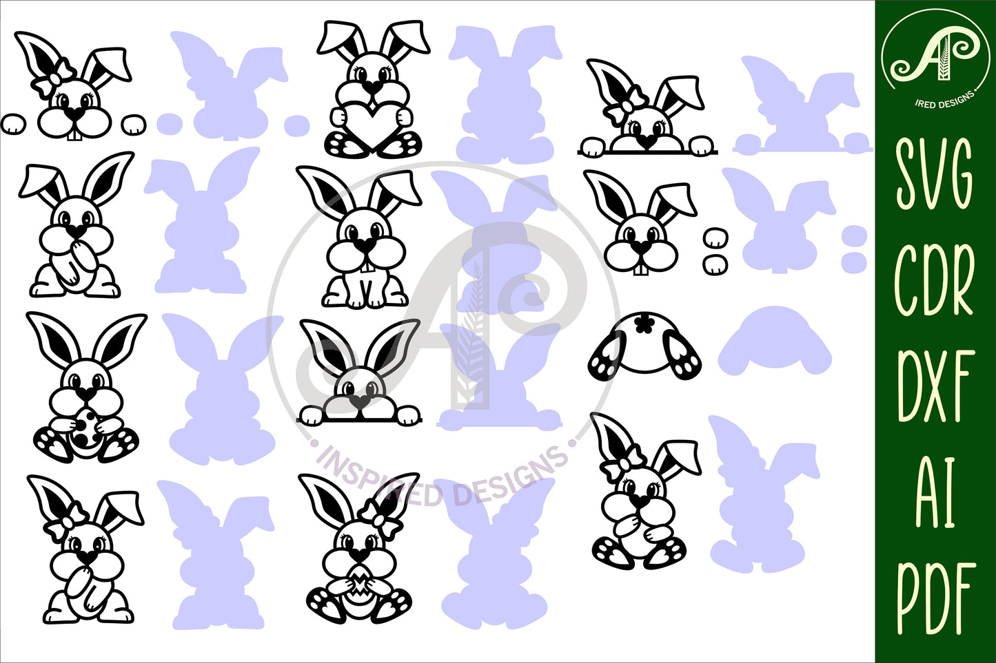 Bunny designs, 12 two layer shapes