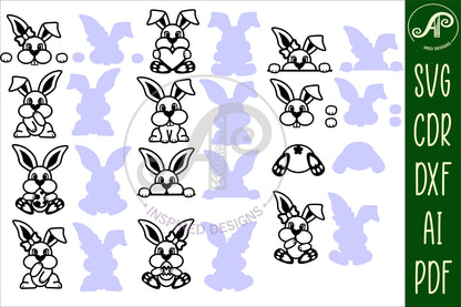 Bunny designs, 12 two layer shapes