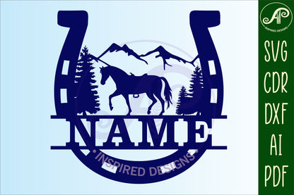 Horse shoe shape name sign SVG / DXF / AI / PDF / CDR