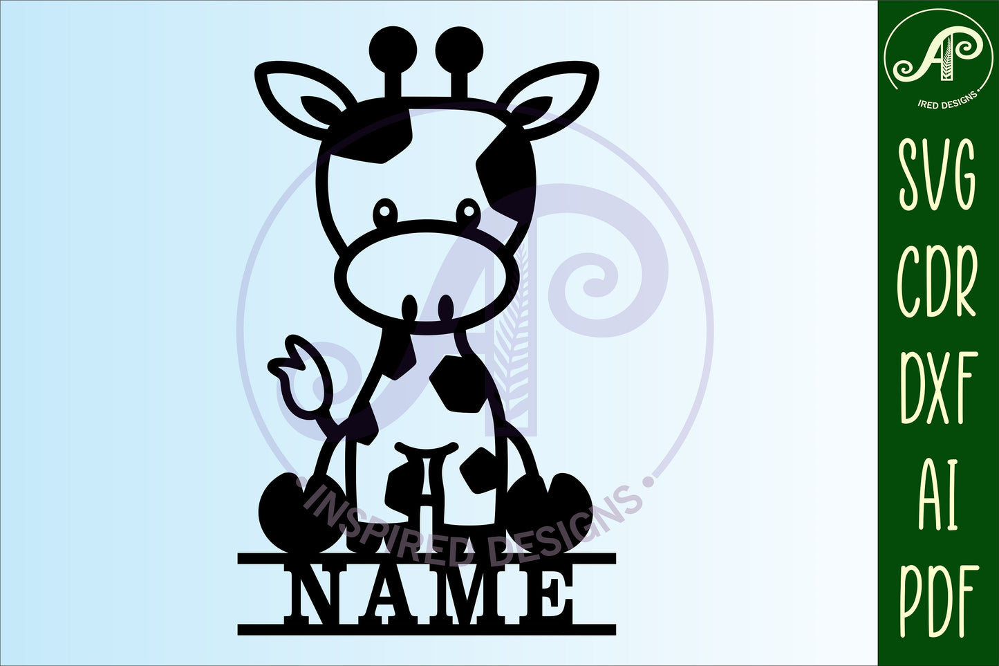 Giraffe shape name sign SVG / DXF / AI / PDF / CDR