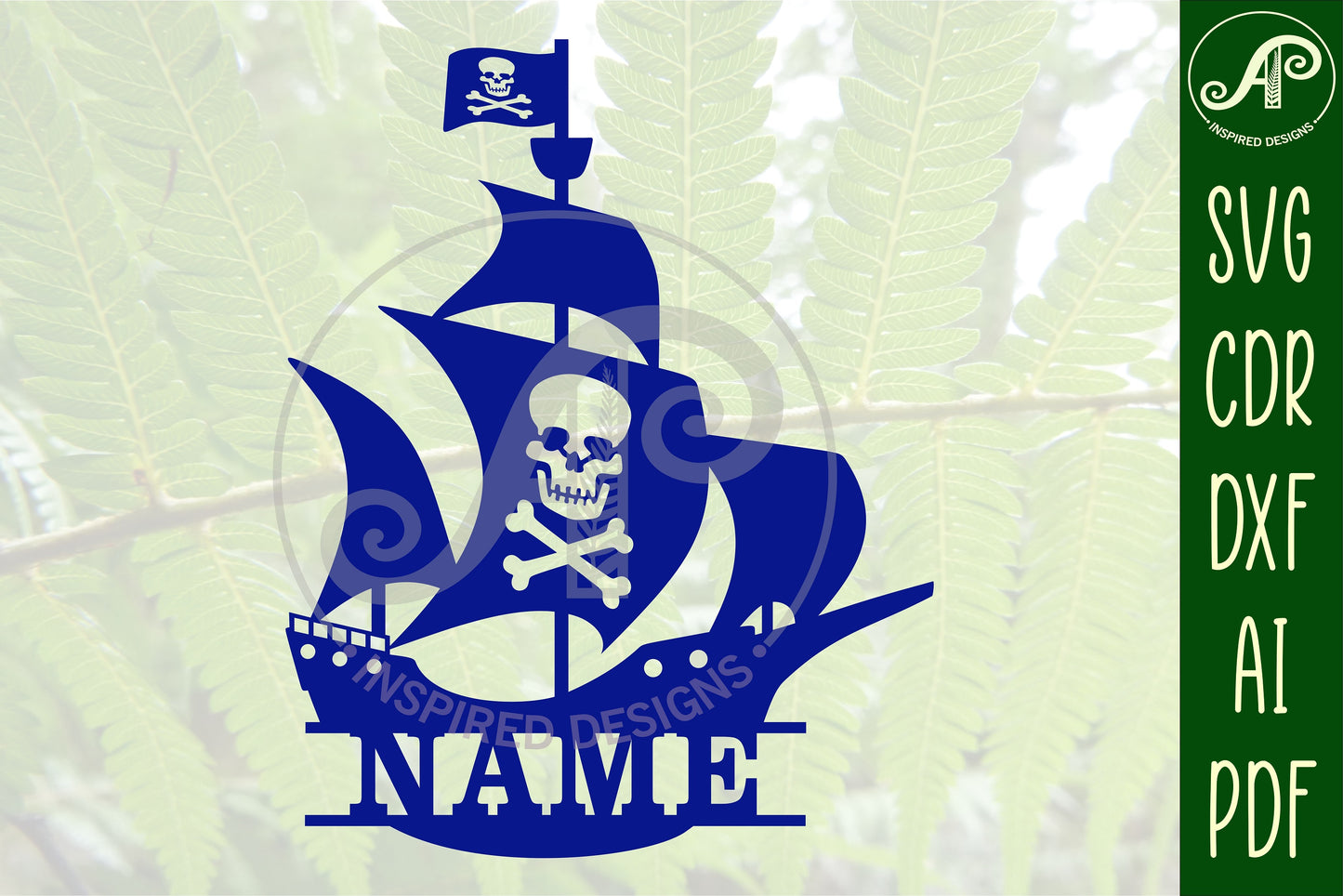 Pirate ship shape name sign SVG / DXF / AI / PDF / CDR