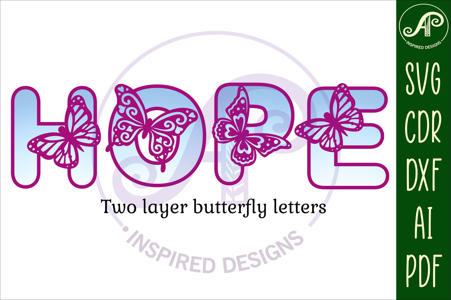 Butterfly alphabet letter set. 60 letter options