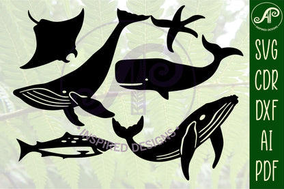 sea life designs, 23 silhouette shapes