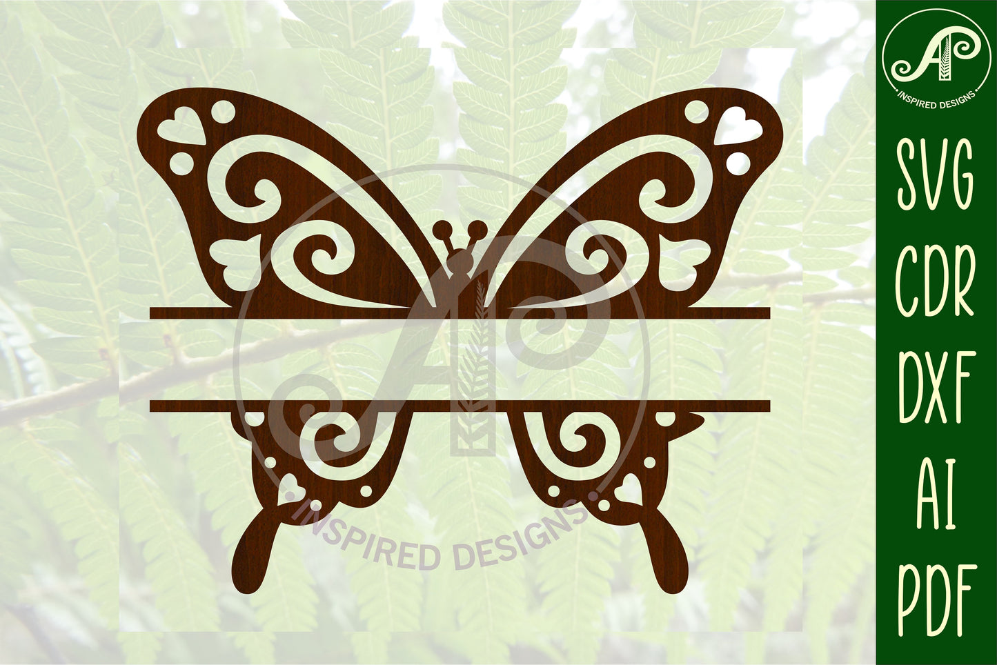 Swirl butterfly shape name sign SVG / DXF / AI / PDF / CDR