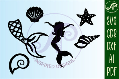 Mermaid designs, 15 silhouette shapes