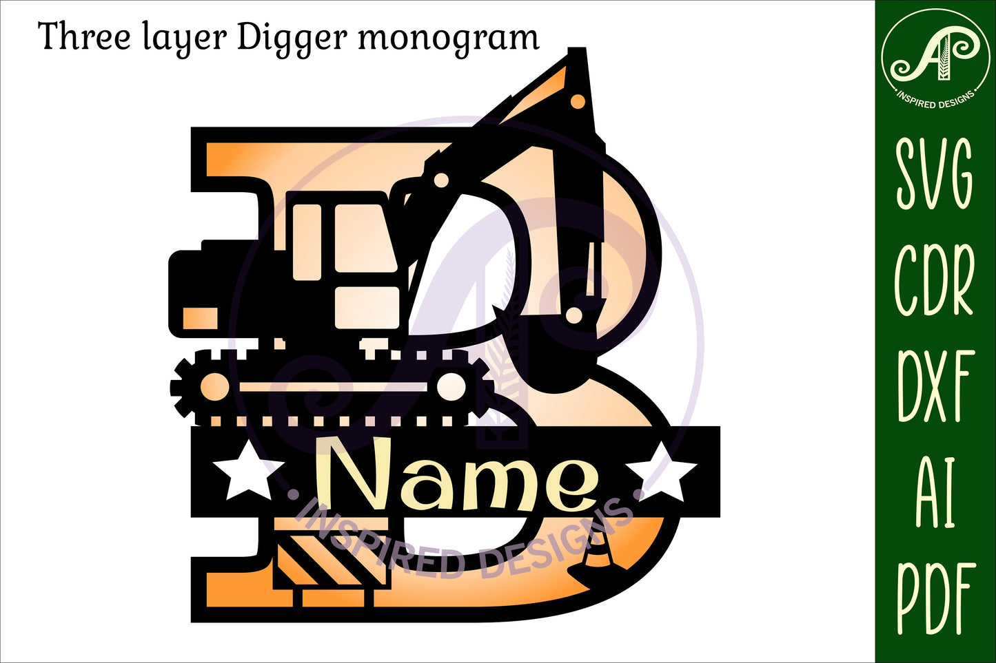 Digger layered monogram sign SVG / DXF / AI / PDF / CDR