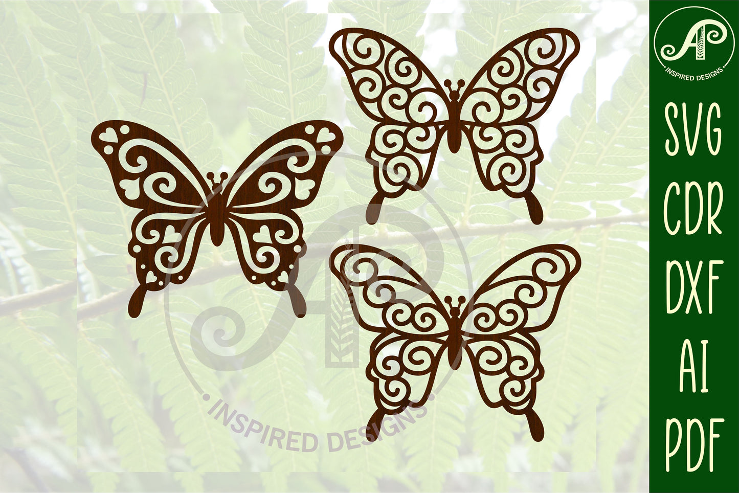 Swirl butterfly shape name sign SVG / DXF / AI / PDF / CDR