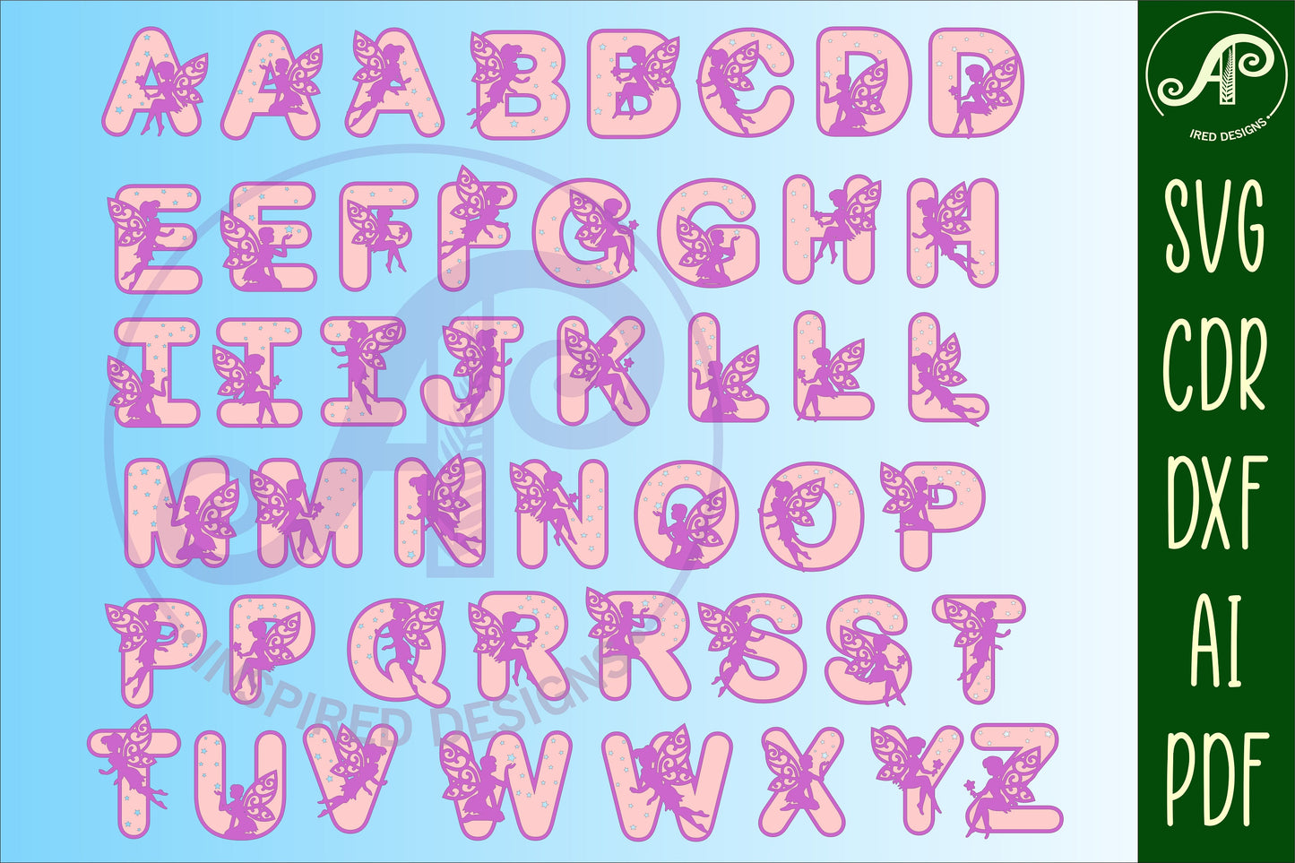 Fairy alphabet letter set. 47 letter options