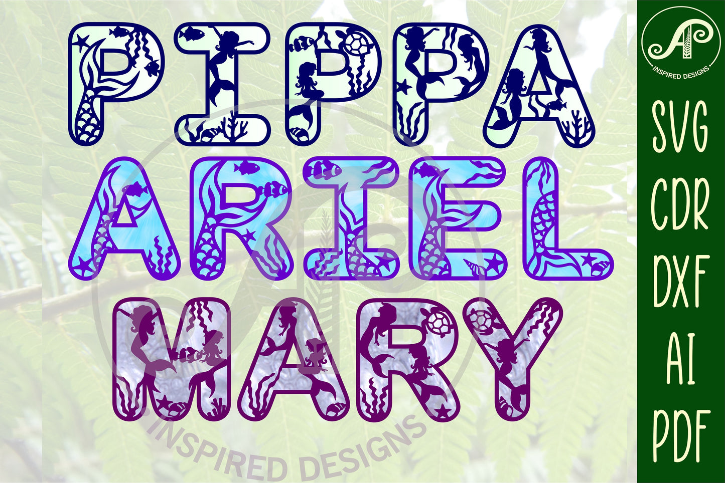 Marmaid alphabet letter set. 71 letter options