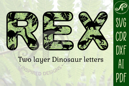 Dinosaur alphabet letter set. 47 letter options