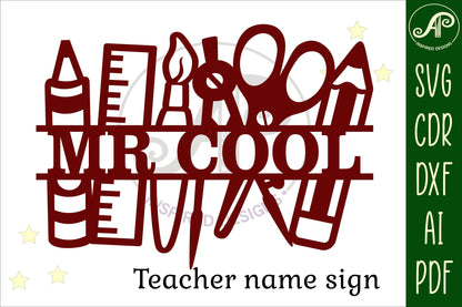 Teacher shape name sign SVG / DXF / AI / PDF / CDR