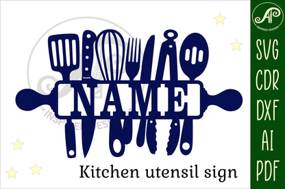 Cooking tools shape name sign SVG / DXF / AI / PDF / CDR