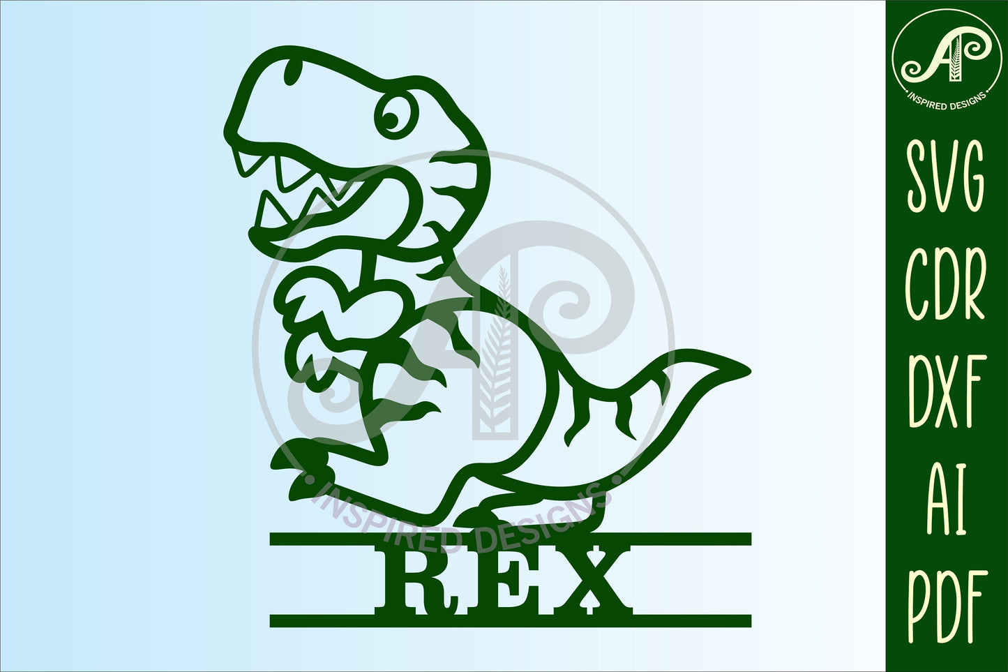 Cute T rex shape name sign SVG / DXF / AI / PDF / CDR