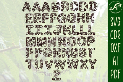 Tropical flowers alphabet letter set. 47  letter options