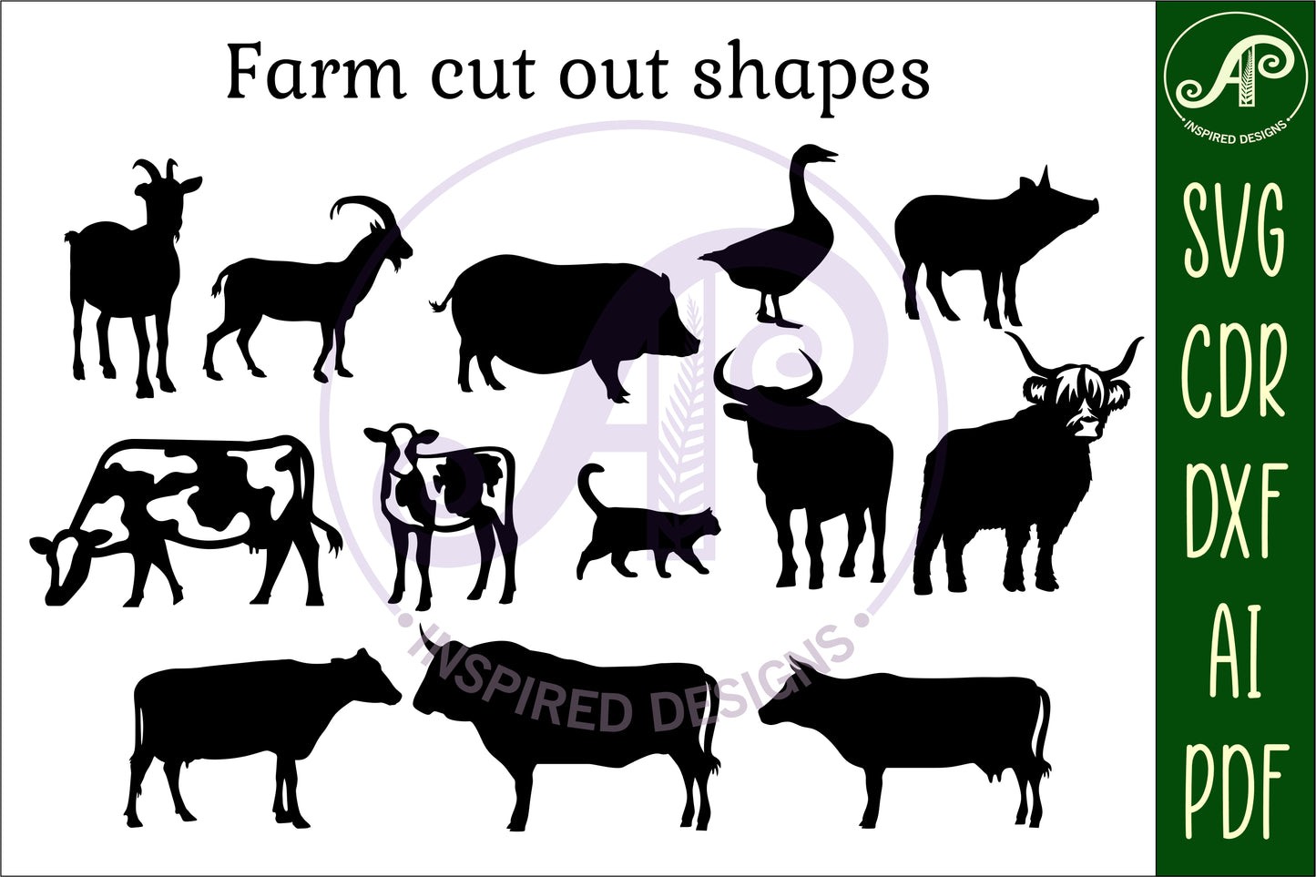 Farm designs, 43 silhouette shapes