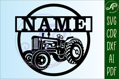 Tractor name wall sign. SVG / DXF / AI / PDF / CDR